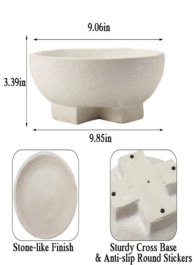 FESTGLOX Resin Beige Decorative Bowl, 9.85In Elegant Large Pedestal Fruit Bowl, Key Holder for Entryway Table, Coffee Table, Kitchen Counter, Modern Desk Centerpiece, Home Decor Organizer - Image 2