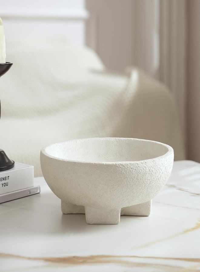 FESTGLOX Resin Beige Decorative Bowl, 9.85In Elegant Large Pedestal Fruit Bowl, Key Holder for Entryway Table, Coffee Table, Kitchen Counter, Modern Desk Centerpiece, Home Decor Organizer - Image 3