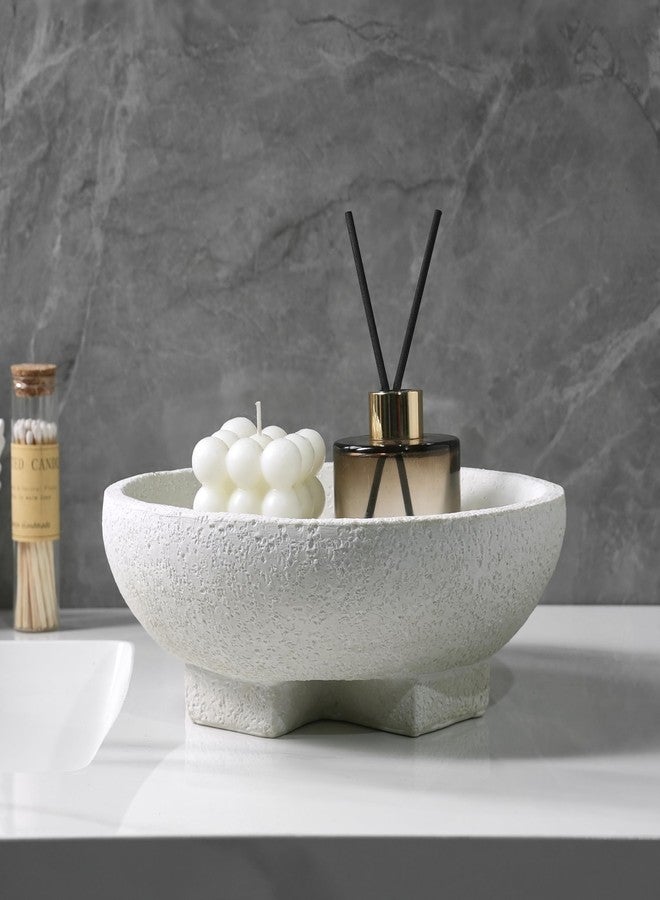 FESTGLOX Resin Beige Decorative Bowl, 9.85In Elegant Large Pedestal Fruit Bowl, Key Holder for Entryway Table, Coffee Table, Kitchen Counter, Modern Desk Centerpiece, Home Decor Organizer - Image 5