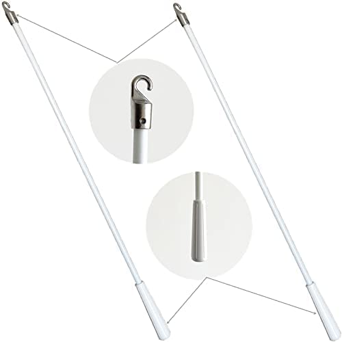 APUXON 2pcs 16inch 400mm Fiberglass Drapery Wand Curtain Pull Rod with Hook Blind Opener Tilt Rod - Image 5