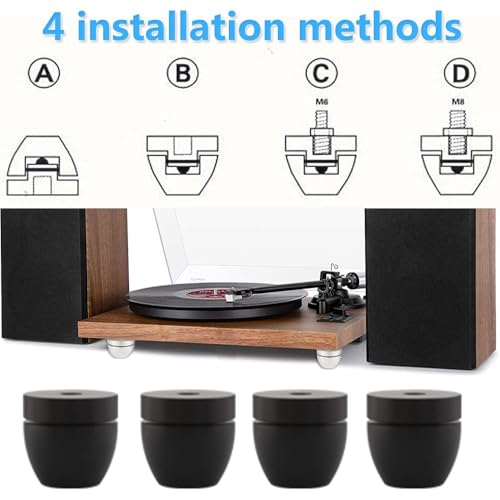 Tertullus 4 Pcs Ball Beads Speaker Isolation Feet Turntable Platform Pads Audio Shock Absorber Subwoofer Isolation Feet 33×30 Pad Speaker Stand(Black) - Image 4
