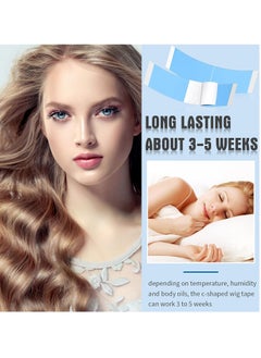 Maitys Maitys 120 Pieces Lace Front Wig Tape Double Sided Adhesive Wig Tapes Waterproof Lace Tape C-Shaped Wig Tape Hair Wig Tape for Long Short No Hair Wigs Toupees Hair Pieces and Hair Extension(Blue)  - Image 3