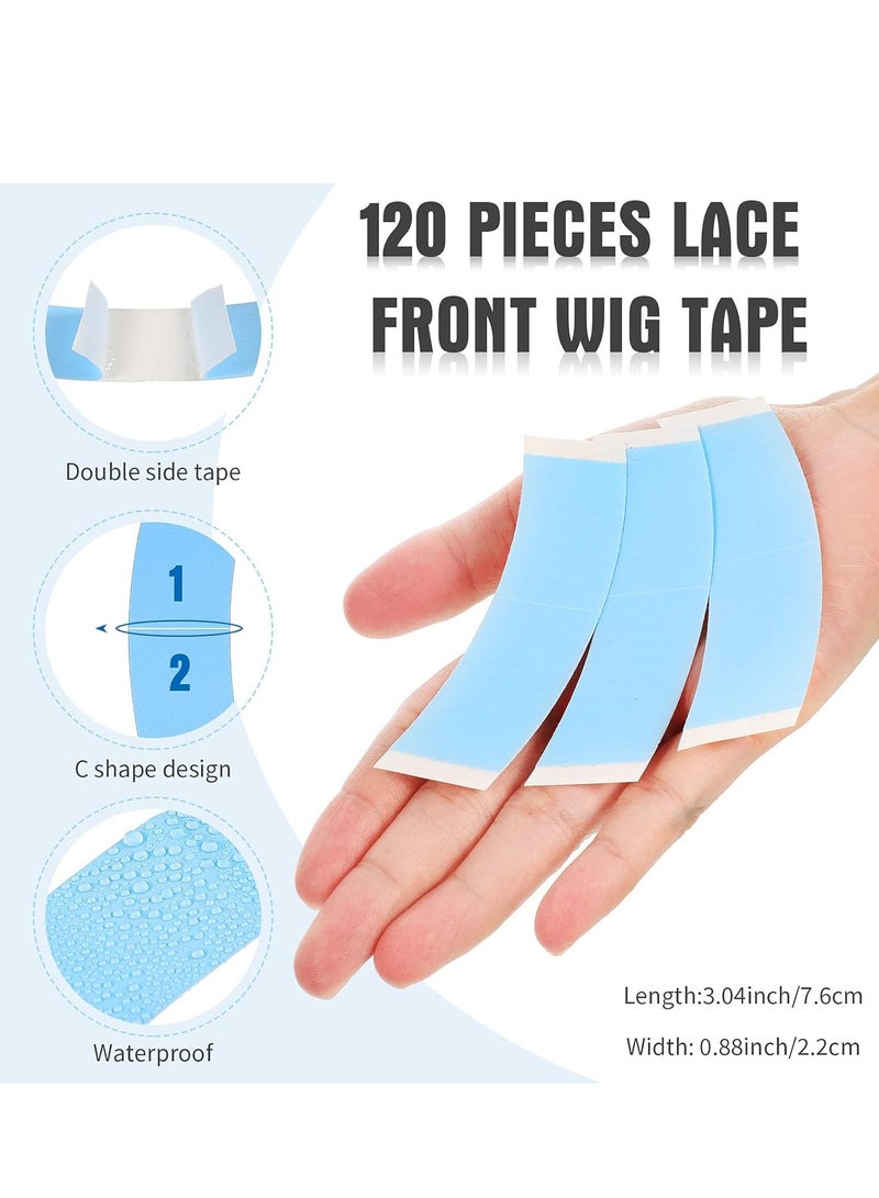 Maitys Maitys 120 Pieces Lace Front Wig Tape Double Sided Adhesive Wig Tapes Waterproof Lace Tape C-Shaped Wig Tape Hair Wig Tape for Long Short No Hair Wigs Toupees Hair Pieces and Hair Extension(Blue) - Image 4