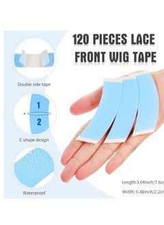 Maitys Maitys 120 Pieces Lace Front Wig Tape Double Sided Adhesive Wig Tapes Waterproof Lace Tape C-Shaped Wig Tape Hair Wig Tape for Long Short No Hair Wigs Toupees Hair Pieces and Hair Extension(Blue)  - Image 5