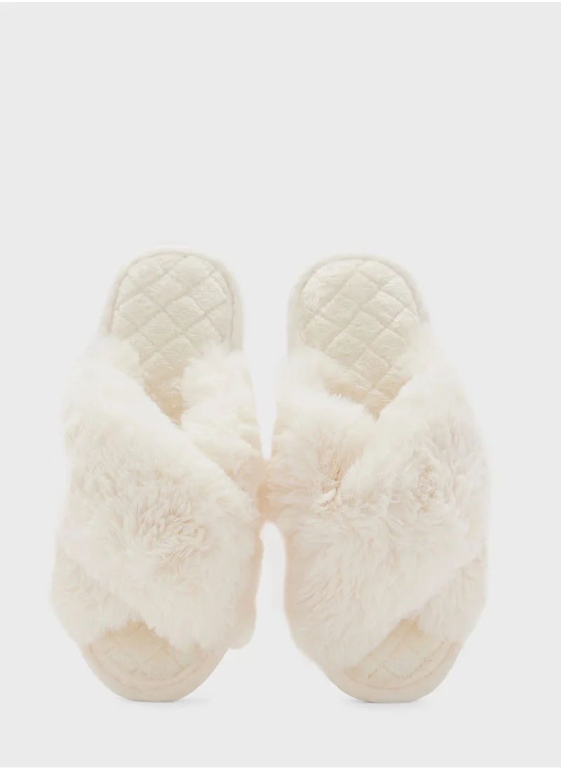 Ginger Fluffy Crossover Ladies Slipper