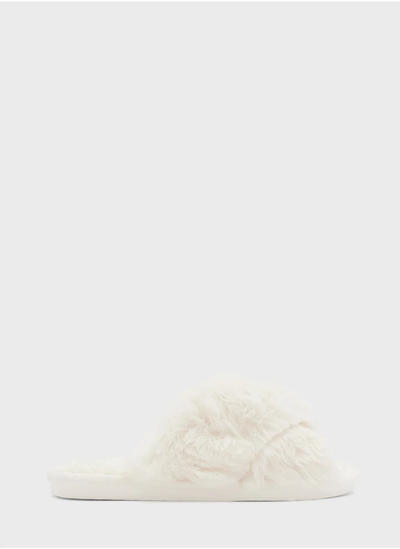 Ginger Fluffy Crossover Ladies Slipper