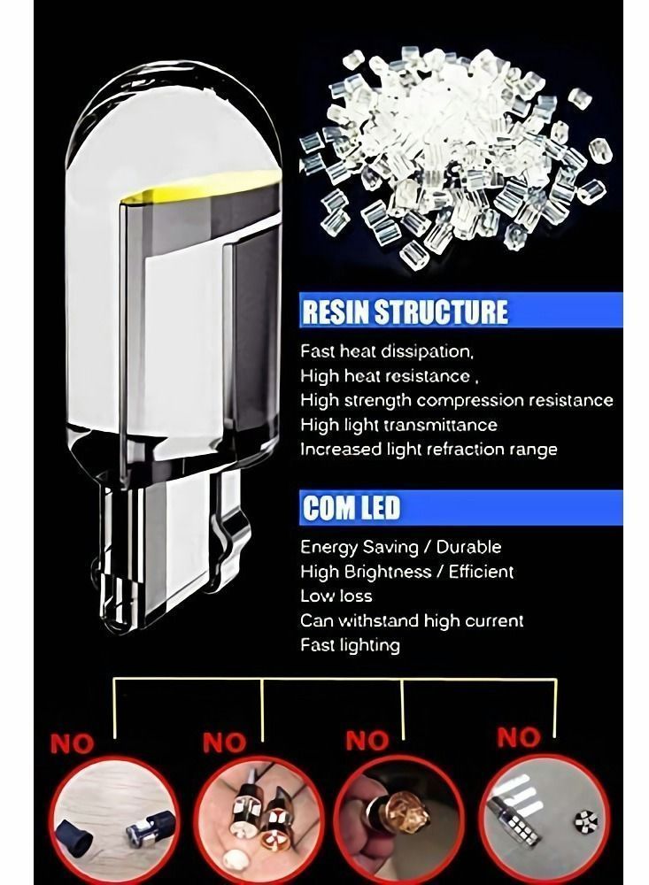 Y&D 194 LED Bulbs 6000K White, 68 2825 W5W T10 Wedge COB Replacement Bulbs, Super Brightness, for License Plate Lights, Car Position Lamps, Map Light, 30pcs  - Image 5