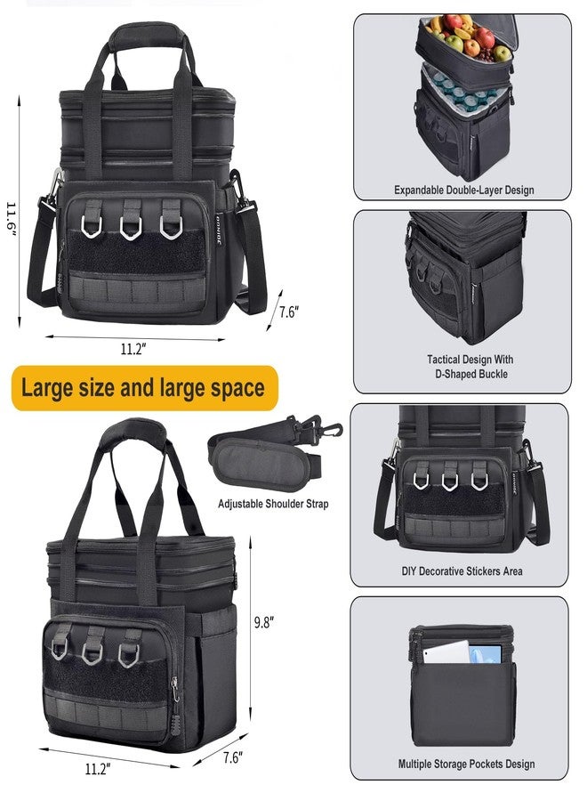 JOINGO Tactical Lunch Box for Men Women-Insulated Leakproof Lunch Bag with Adjustable Shoulder Strap, Durable Expandable Cooler Bag for Work Office Travel Camping Hiking, Large Meal Pail Adults(Black) - Image 3