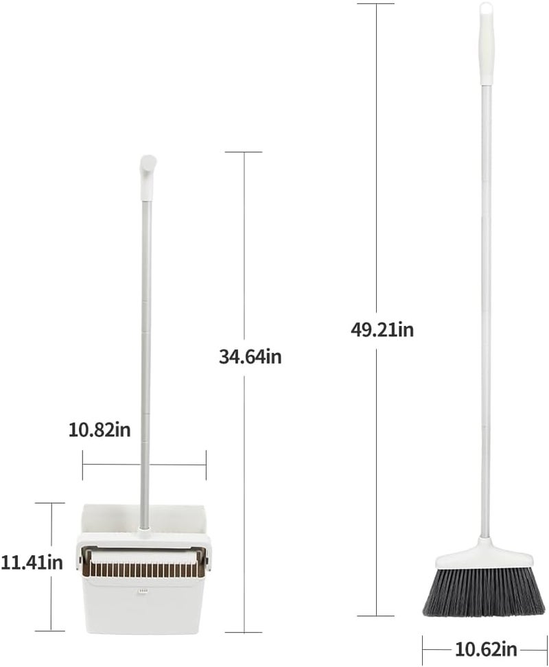 CQT Broom and Dustpan Set with 52:“ Longer Handle Standing for Home Kitchen Cleaner Floor Sweeping Upright Stand Up Dust pan Cleans Combo (Brown) - Image 2