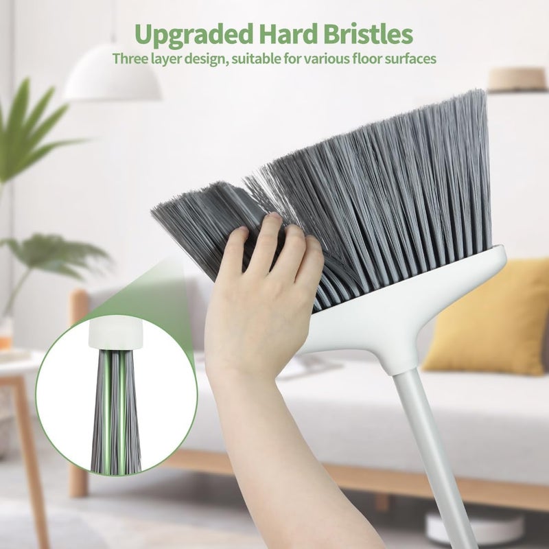 CQT Broom and Dustpan Set with 52:“ Longer Handle Standing for Home Kitchen Cleaner Floor Sweeping Upright Stand Up Dust pan Cleans Combo (Brown) - Image 4