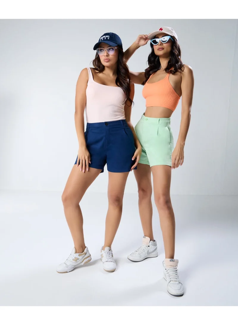 Zigzag Navy Blue Pleated short
