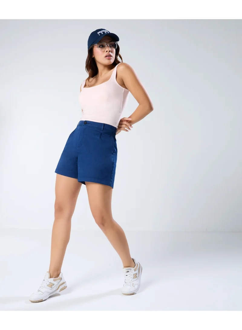 Zigzag Navy Blue Pleated short