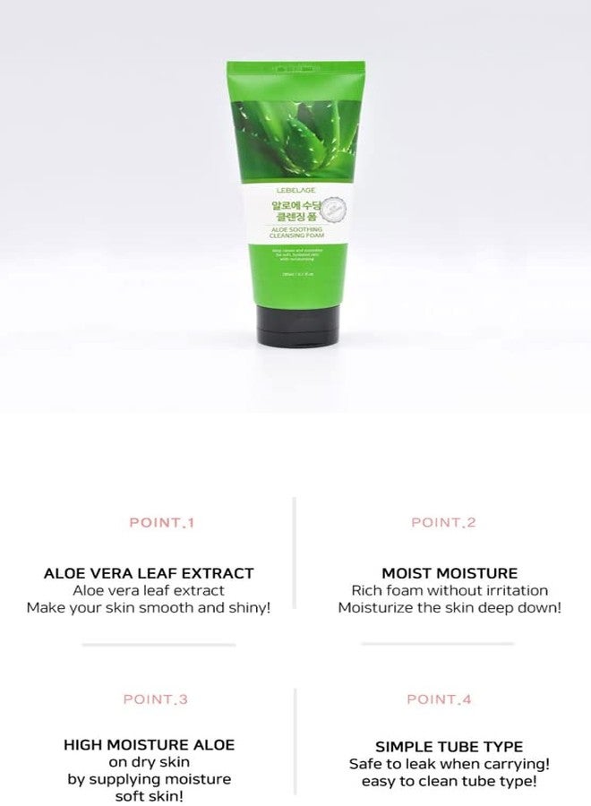 LEBELAGE Aloe Soothing Cleansing Foam 180ml - Moisturizing and Gentle Cleanser - Image 4
