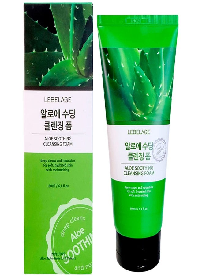 LEBELAGE Aloe Soothing Cleansing Foam 180ml - Moisturizing and Gentle Cleanser - Image 1