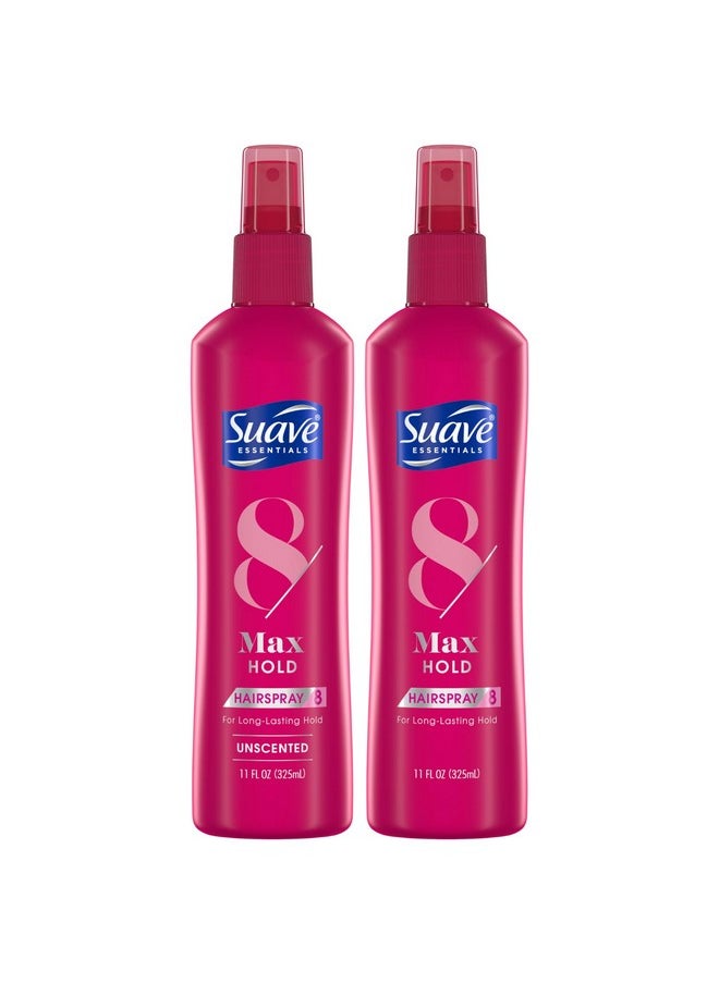 Suave Suave Hairspray, Max Hold Bundle - Unscented Hairspray + Scented Non-Aerosol Hair Spray, 11 Oz Ea (2 Piece Set)  - Image 1