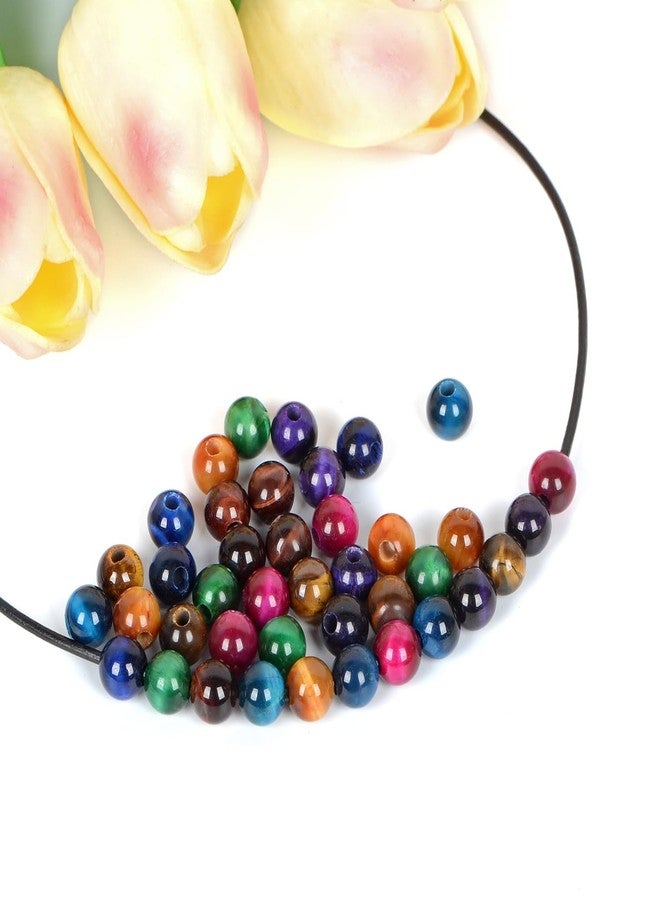 AD Beads Natural Gemstone 8mm Round Loose Beads Big Hole 2.5mm Sized 40pcs (Multicolour Tiger's Eye) - Image 2