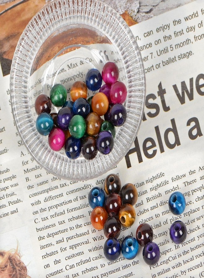 AD Beads Natural Gemstone 8mm Round Loose Beads Big Hole 2.5mm Sized 40pcs (Multicolour Tiger's Eye) - Image 3