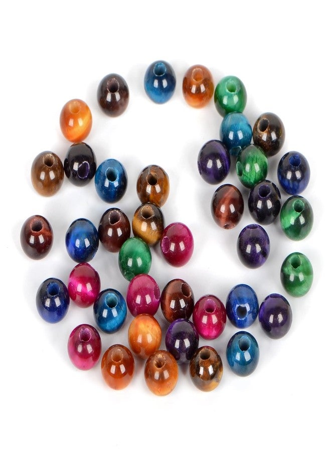AD Beads Natural Gemstone 8mm Round Loose Beads Big Hole 2.5mm Sized 40pcs (Multicolour Tiger's Eye) - Image 1