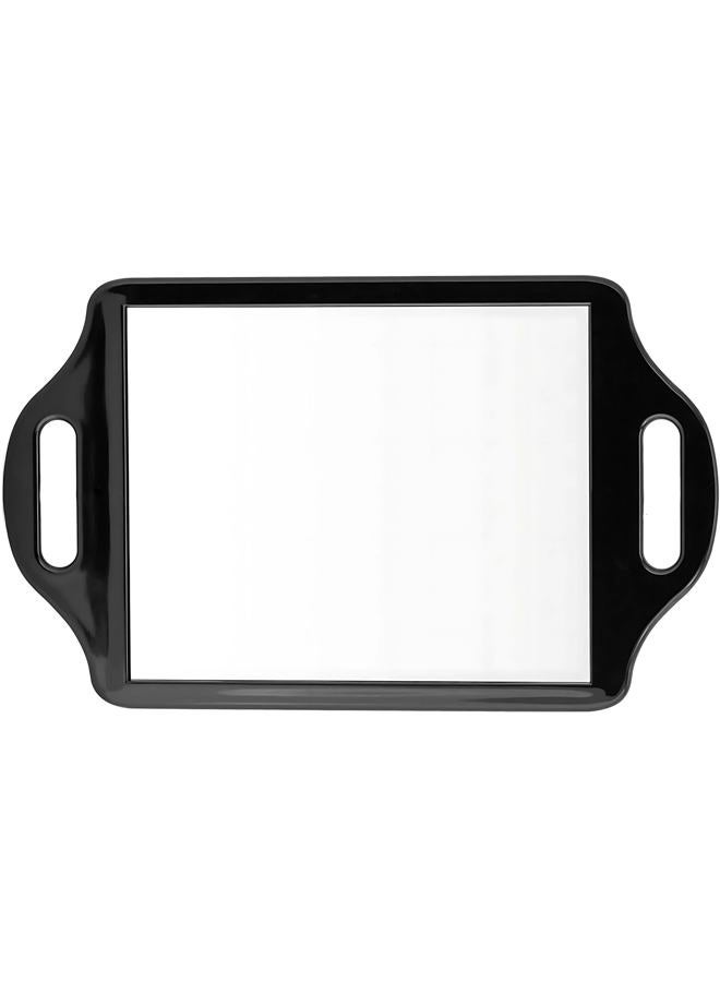 Mirrorvana X-Large Barber Handheld Mirror with Twin Comfy Handles - Big & Long Back of Head Self Cut Mirror For Men's Haircut, Beauty Salon and Professional Hairdressing - 36cm x 22cm (Black) - Image 1