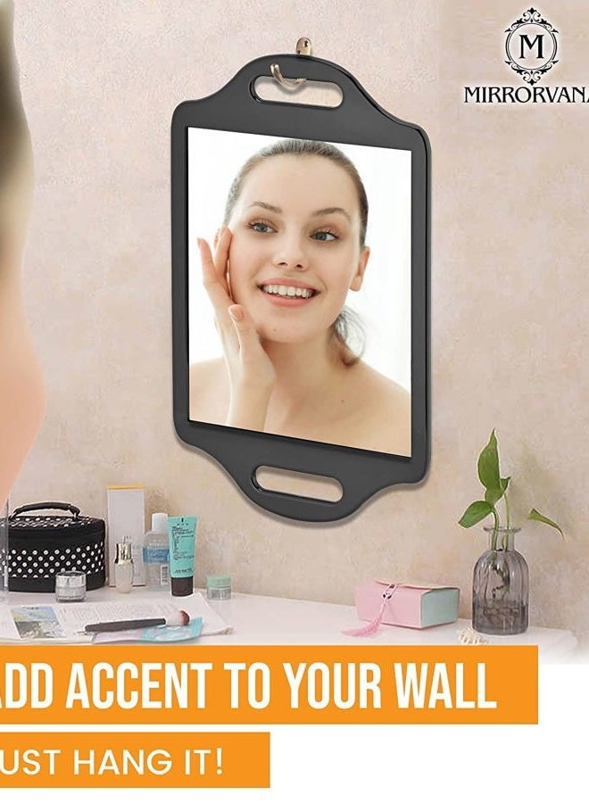 Mirrorvana X-Large Barber Handheld Mirror with Twin Comfy Handles - Big & Long Back of Head Self Cut Mirror For Men's Haircut, Beauty Salon and Professional Hairdressing - 36cm x 22cm (Black) - Image 5