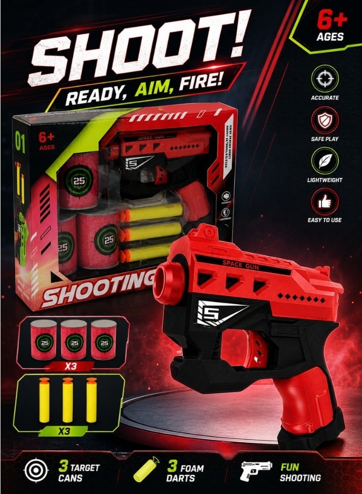 NinEx Blaster Gun Soft Bullet Gun Toy With Foam Bullets and Target Cans Kids Toy Gun - Image 1
