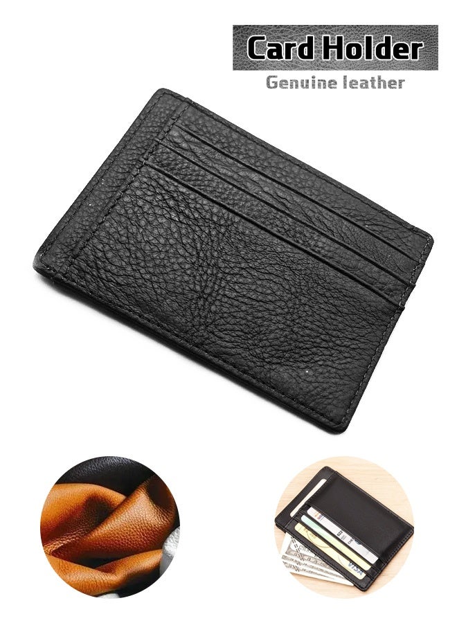 Fashionable Genuine Leather Wallet with Card Holder and Coin Purse (Black) - Image 1