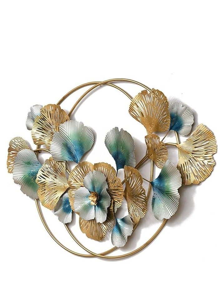 Ghori Home Large Iron Golden Green Flower Ring Wall Art Decor metal wall hanging for bedroom livingroom | gift | interior design - Image 4