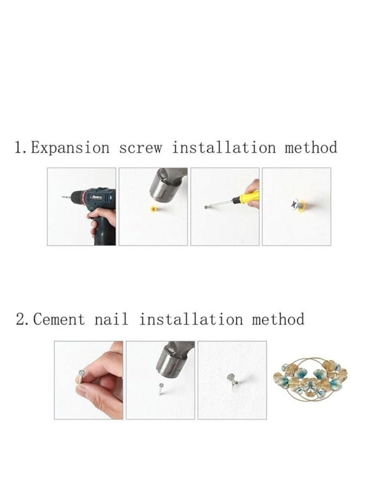 Ghori Home Large Iron Golden Green Flower Ring Wall Art Decor metal wall hanging for bedroom livingroom | gift | interior design - Image 3