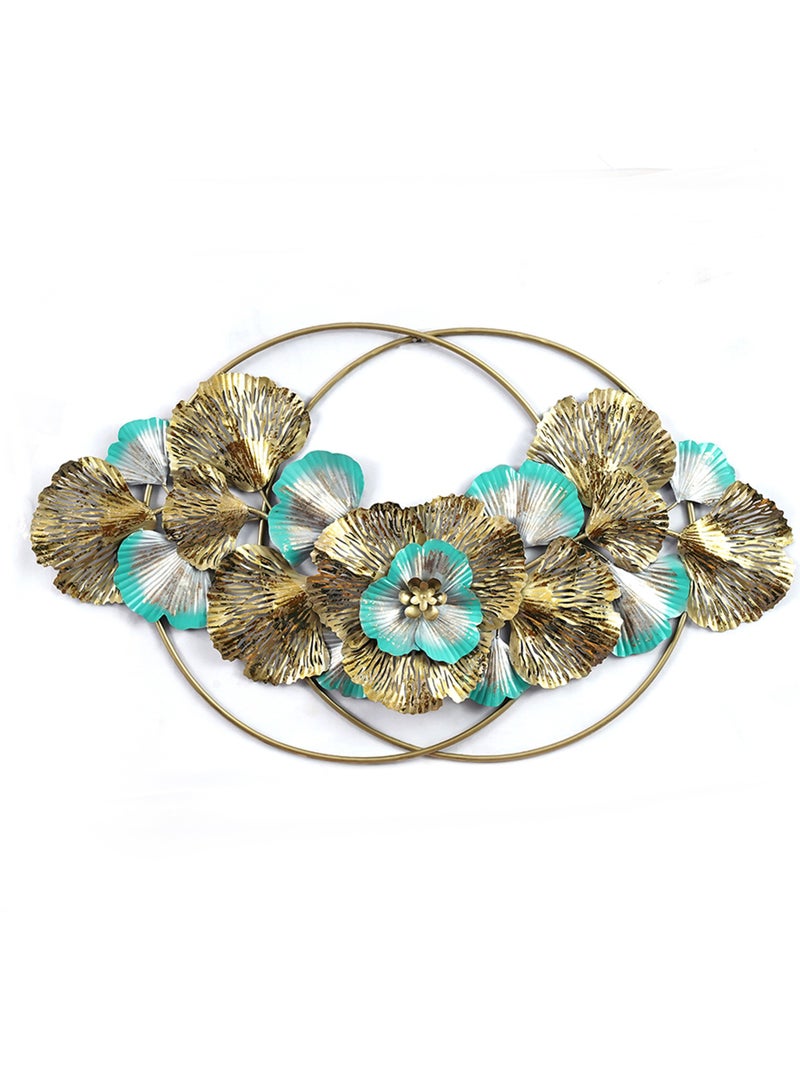 Ghori Home Large Iron Golden Green Flower Ring Wall Art Decor metal wall hanging for bedroom livingroom | gift | interior design - Image 2