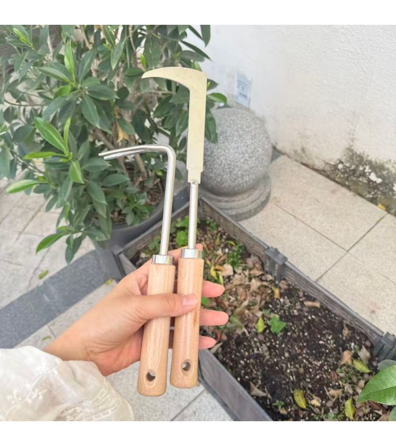 2pcs Weeding Kit Dual Function Weeding Rake And Action Hoe For Professional Home Gardening Farm Lawn Care Heavy Duty Metal Construction Soil Cultivation Tool Sturdy Durable High Quality Digging Equipment - Image 1