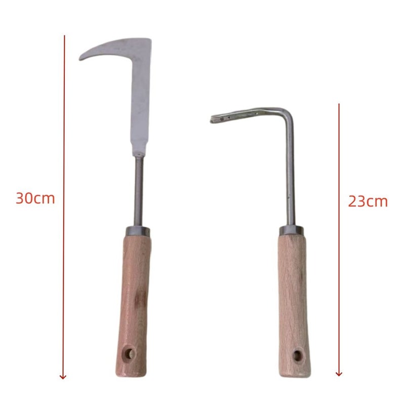 2pcs Weeding Kit Dual Function Weeding Rake And Action Hoe For Professional Home Gardening Farm Lawn Care Heavy Duty Metal Construction Soil Cultivation Tool Sturdy Durable High Quality Digging Equipment - Image 3