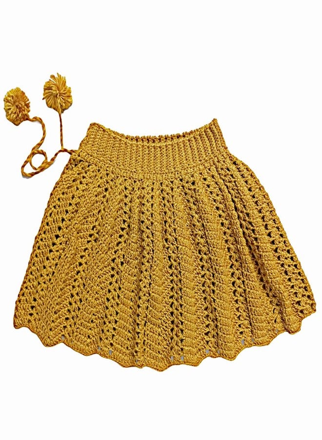 DORCHIS Baby Girl Woolen Top Skirt Set, Handmade with Crochet (3-4 Years, Off White-Yellow) - Image 3