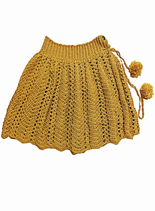 DORCHIS Baby Girl Woolen Top Skirt Set, Handmade with Crochet (3-4 Years, Off White-Yellow) - Image 4