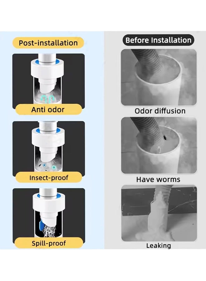 سدادة خرطوم تصريف الغسالة، سدادة تصريف الدش المقاومة للروائح، أغطية سدادة بلاستيكية للمطبخ والحمام - Image 3