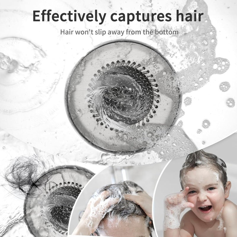TRAPMATE Shower Drain Hair Catcher, Fast Drainage Bathtub Drain Hair Catcher, Easy Clean Hair Catcher Shower Drain, Upgraded 304 Stainless Steel Shower Drain Cover for Bath Regular & Pop-up Drain (Light Gray) - Image 2