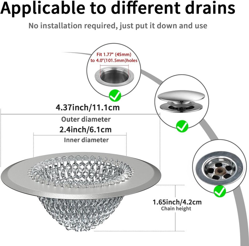 TRAPMATE Shower Drain Hair Catcher, Fast Drainage Bathtub Drain Hair Catcher, Easy Clean Hair Catcher Shower Drain, Upgraded 304 Stainless Steel Shower Drain Cover for Bath Regular & Pop-up Drain (Light Gray) - Image 4