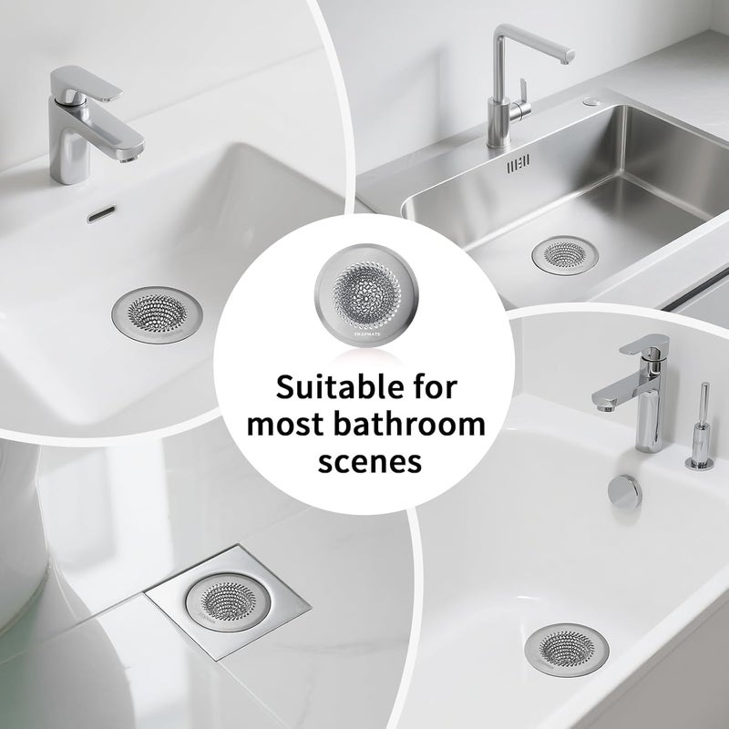 TRAPMATE Shower Drain Hair Catcher, Fast Drainage Bathtub Drain Hair Catcher, Easy Clean Hair Catcher Shower Drain, Upgraded 304 Stainless Steel Shower Drain Cover for Bath Regular & Pop-up Drain (Light Gray) - Image 5