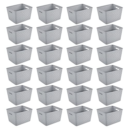 Sterilite Sterilite 24 Pack Plastic Storage Bin Organization Containers Tall Baskets Cement 