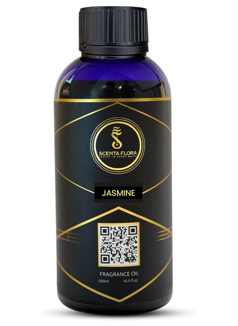 Jasmine Fragrance Oil for Scent Diffusers Aromatherapy 500 ml | IFRA Certified | Blend of Jasmine, Tuberose & Violet for Homes, Hotels, and Offices | Designed to Enrich Any Space