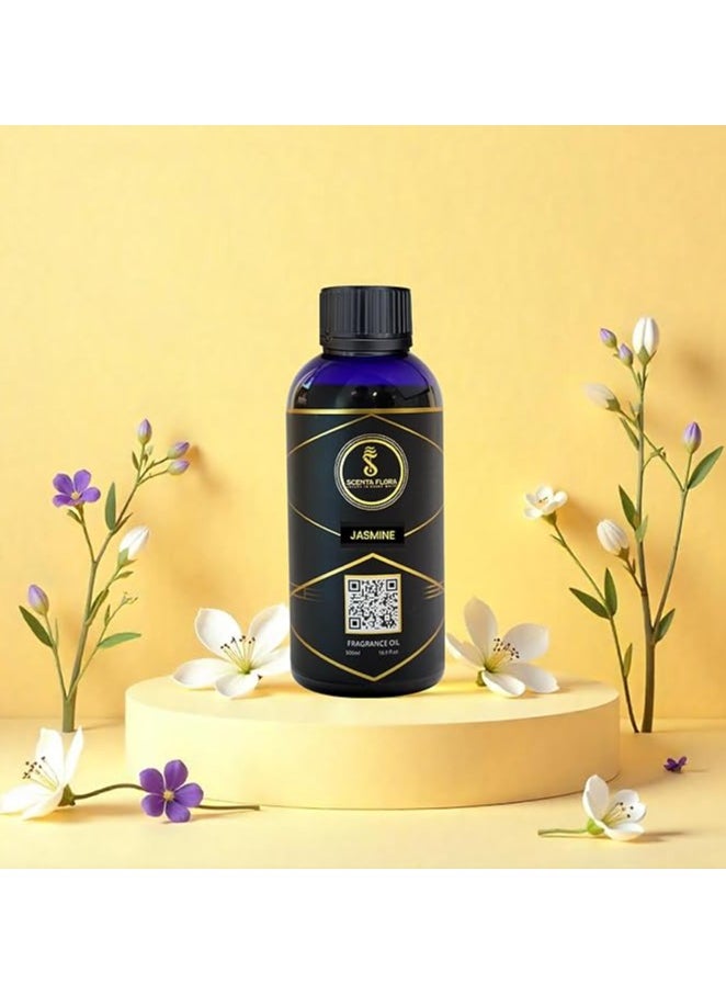 Jasmine Fragrance Oil for Scent Diffusers Aromatherapy 500 ml | IFRA Certified | Blend of Jasmine, Tuberose & Violet for Homes, Hotels, and Offices | Designed to Enrich Any Space