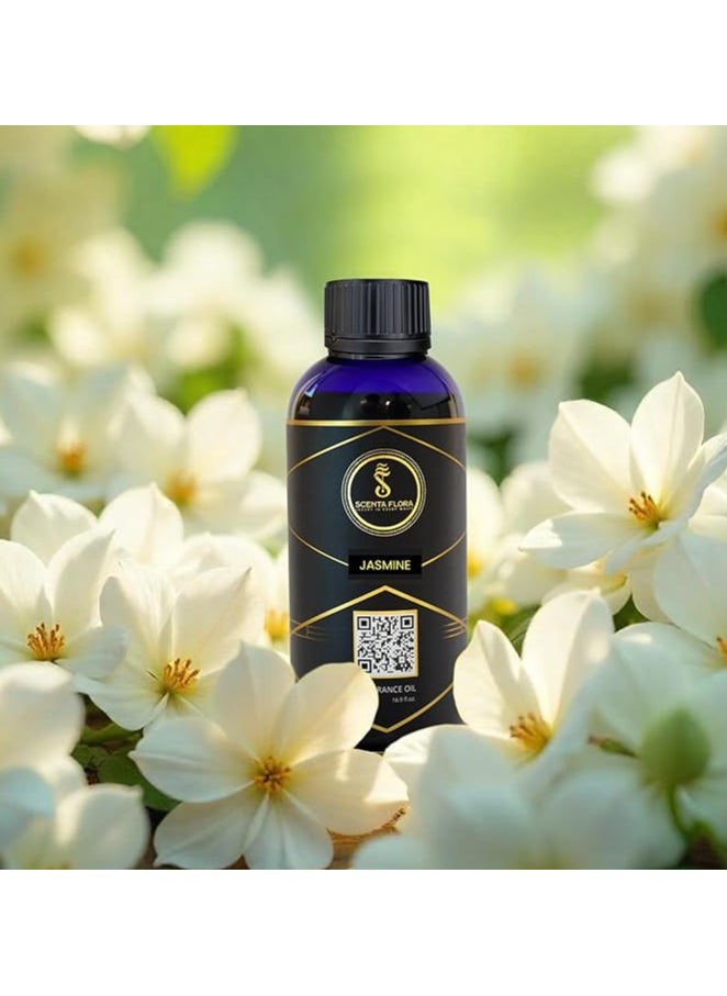 Jasmine Fragrance Oil for Scent Diffusers Aromatherapy 500 ml | IFRA Certified | Blend of Jasmine, Tuberose & Violet for Homes, Hotels, and Offices | Designed to Enrich Any Space