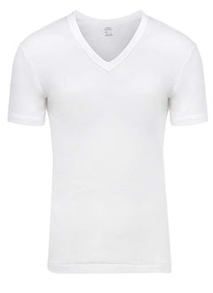 Lux Premium Men's T-Shirt – [Pack of 6] White, V-Neck Half Sleeve Vests with 1X1 Rib, Close-To-Body Fit, Cotton T-Shirt for Men, Machine Washable  - Image 1