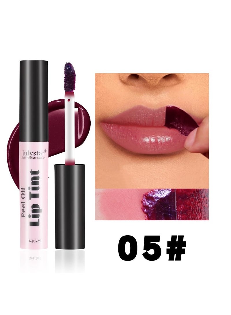 Julystar Peel Off Matte Lip Tint 3 Colors Long Lasting Lip Stain Peel Off Matte Tattoo Color Lip Gloss Waterproof Liquid Lipstick Non-Stick Cup Tinted Lip Stain (F, 3Pcs)  - Image 4