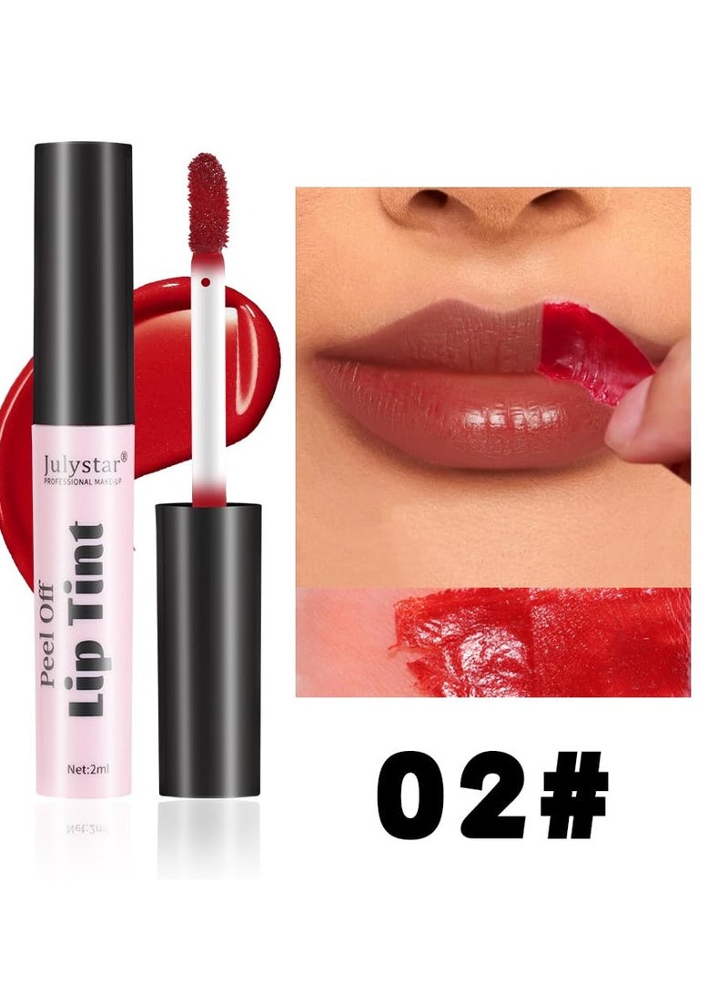 Julystar Peel Off Matte Lip Tint 3 Colors Long Lasting Lip Stain Peel Off Matte Tattoo Color Lip Gloss Waterproof Liquid Lipstick Non-Stick Cup Tinted Lip Stain (F, 3Pcs)  - Image 3