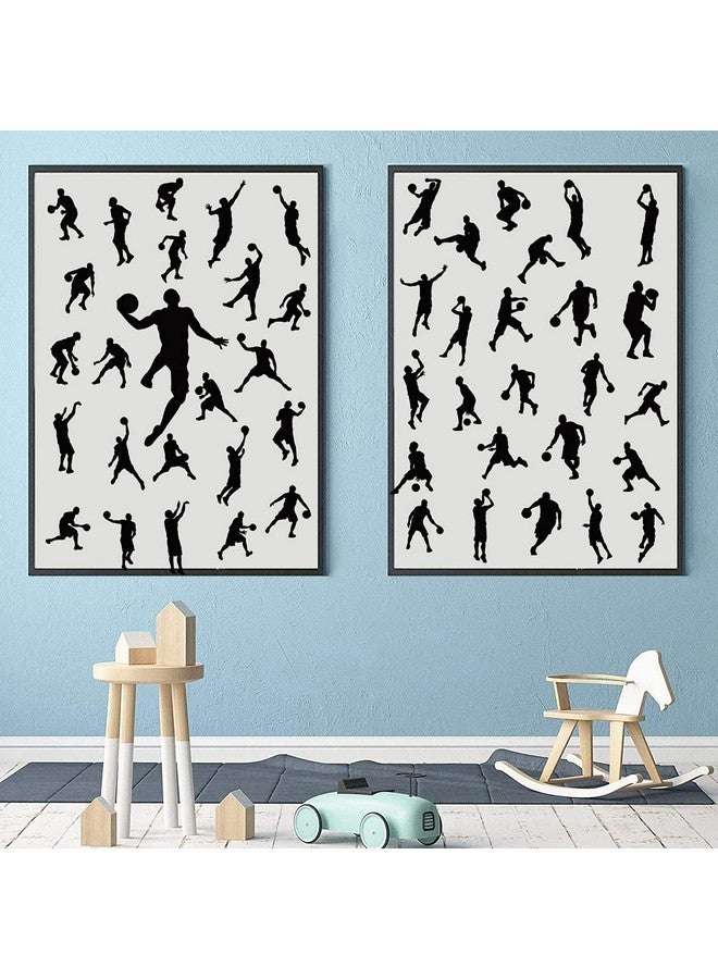 MEFOSS Removable Basketball Player Wall Decal DIY Sports Player Silhouette Wall Stickers Peel and Stick Jumpman Decal Sticker for Kids Room Boys Bedroom Playroom Wall Decor - Image 5
