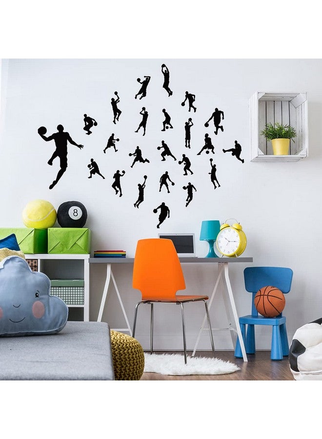 MEFOSS Removable Basketball Player Wall Decal DIY Sports Player Silhouette Wall Stickers Peel and Stick Jumpman Decal Sticker for Kids Room Boys Bedroom Playroom Wall Decor - Image 2