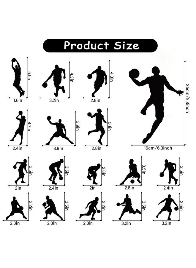MEFOSS Removable Basketball Player Wall Decal DIY Sports Player Silhouette Wall Stickers Peel and Stick Jumpman Decal Sticker for Kids Room Boys Bedroom Playroom Wall Decor - Image 4