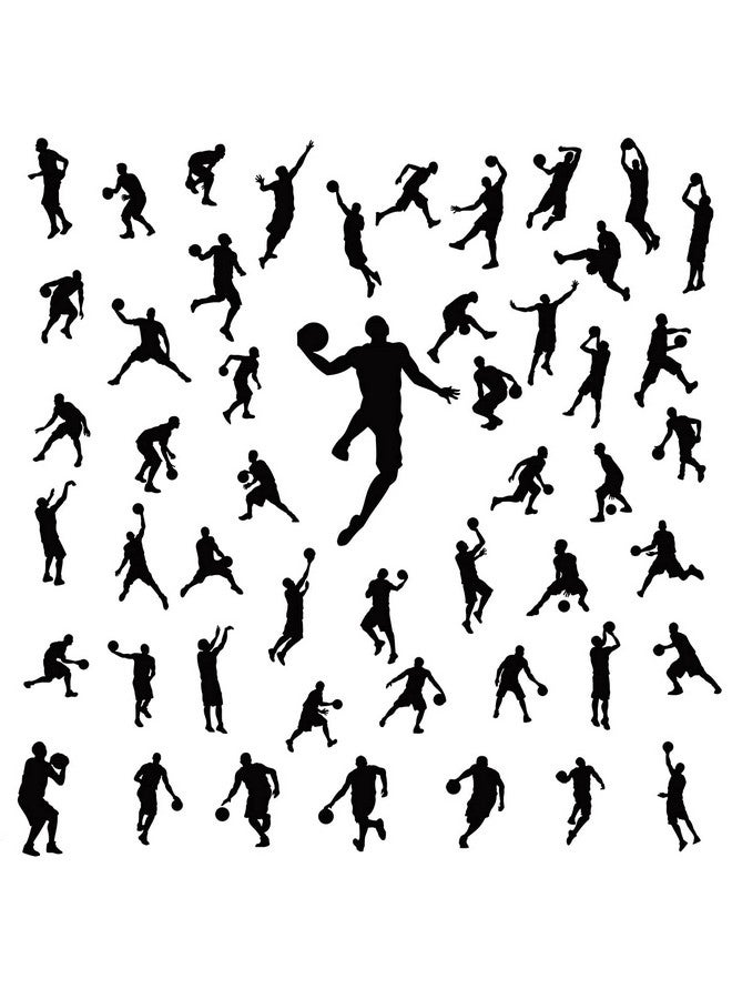 MEFOSS Removable Basketball Player Wall Decal DIY Sports Player Silhouette Wall Stickers Peel and Stick Jumpman Decal Sticker for Kids Room Boys Bedroom Playroom Wall Decor - Image 3