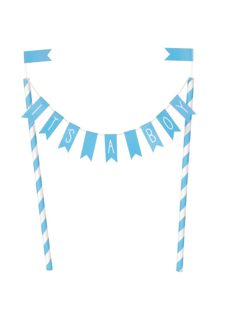 Unique Boy Baby Shower Flag Cake Decoration Blue Paper 21cm