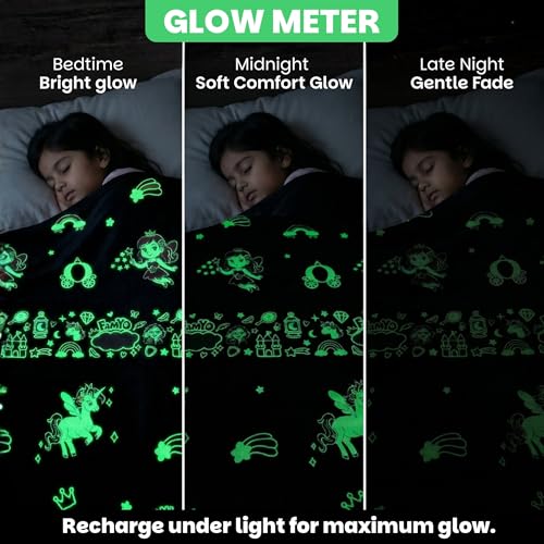 Famyo® GlowMaxx Glow in The Dark Blanket for Kids - June The Unicorn for Kids 0–15 Yrs | 200×152 cm Queen Size | Soft Flannel Throw Blanket | Lab-Tested | No Harmful Dyes - Image 5